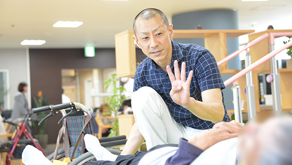 健康状態に配慮して、リハビリを行っています。